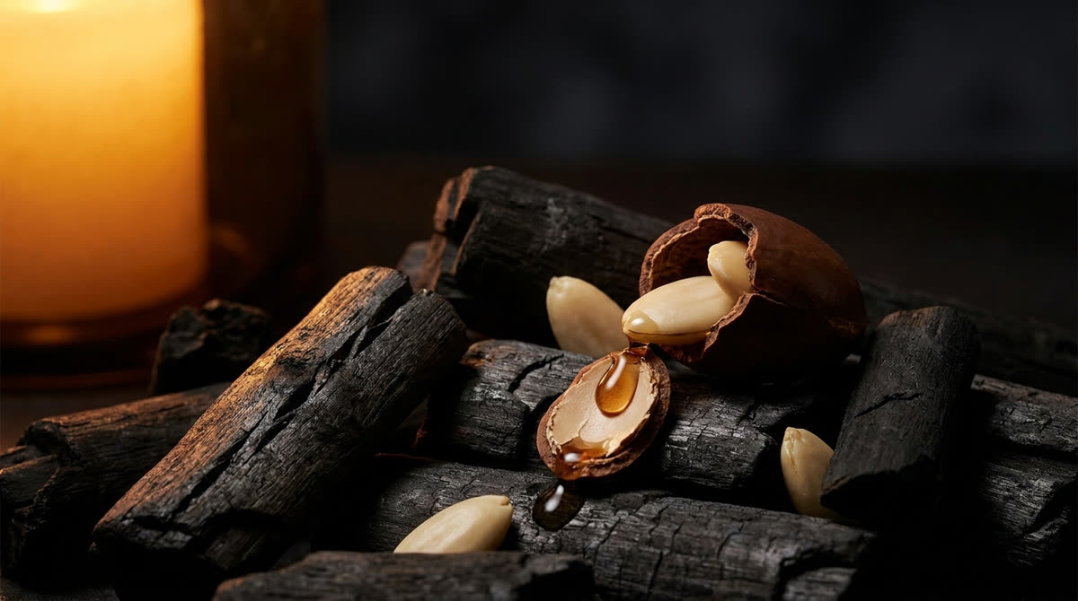 Scattered argan kernels with one cracked shell