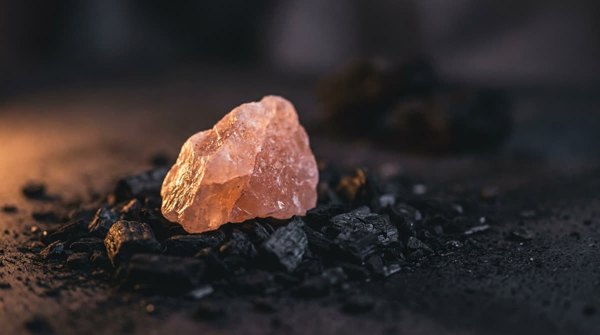 A raw chunk of pink Himalayan salt crystal